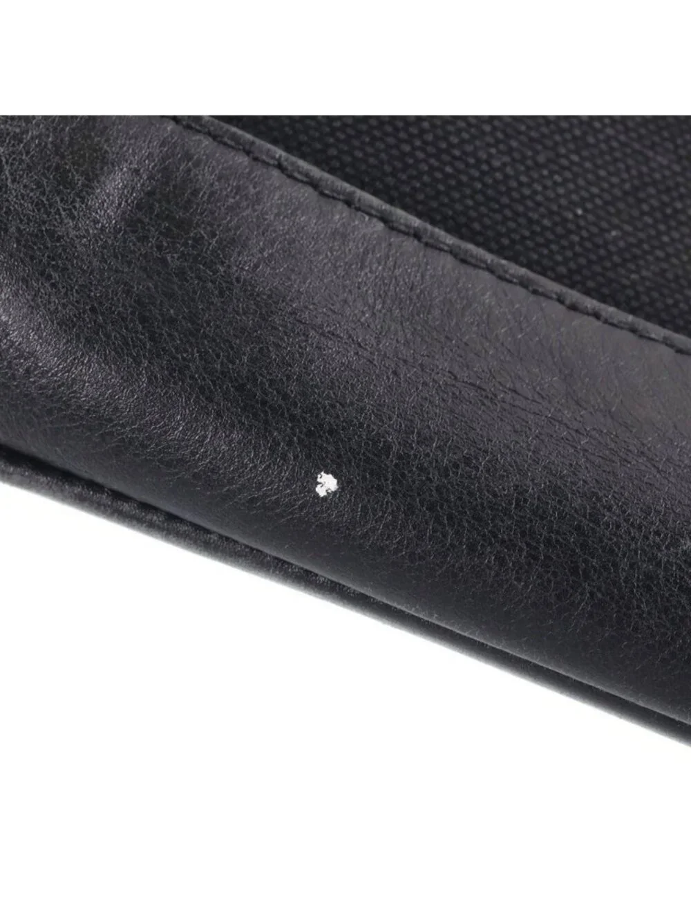 Balenciaga Navy Clip Logo Print Leather Canvas Clutch Second Black